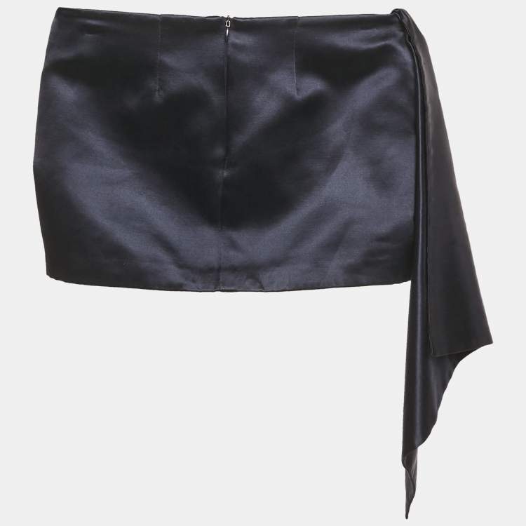 Pre Owned Alex Perry Navy Blue Silk Draped Mini Skirt S