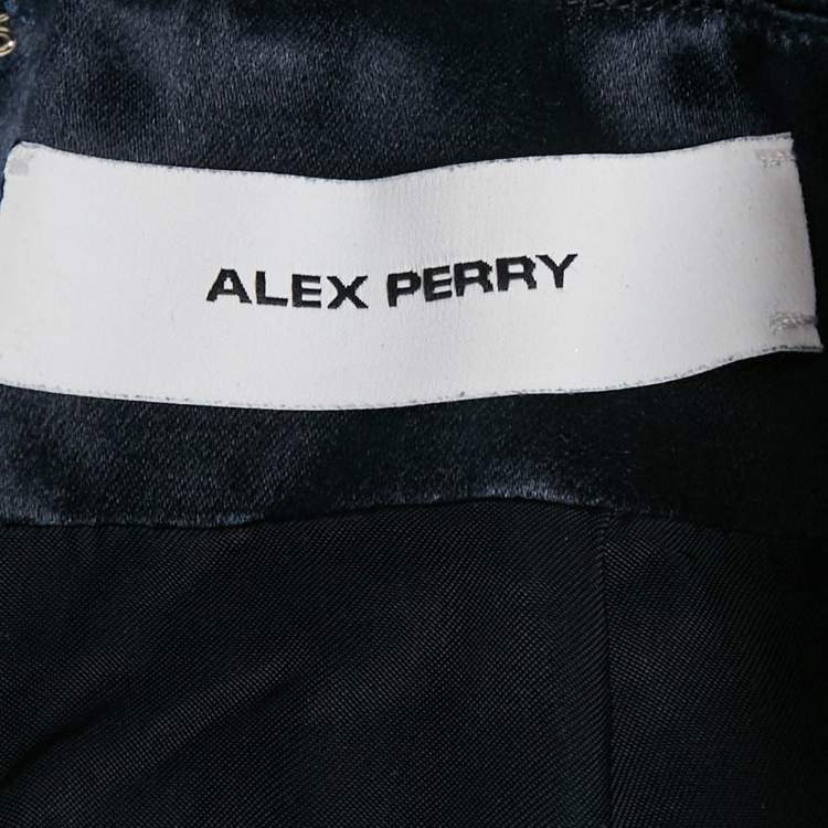 Pre Owned Alex Perry Navy Blue Silk Draped Mini Skirt S