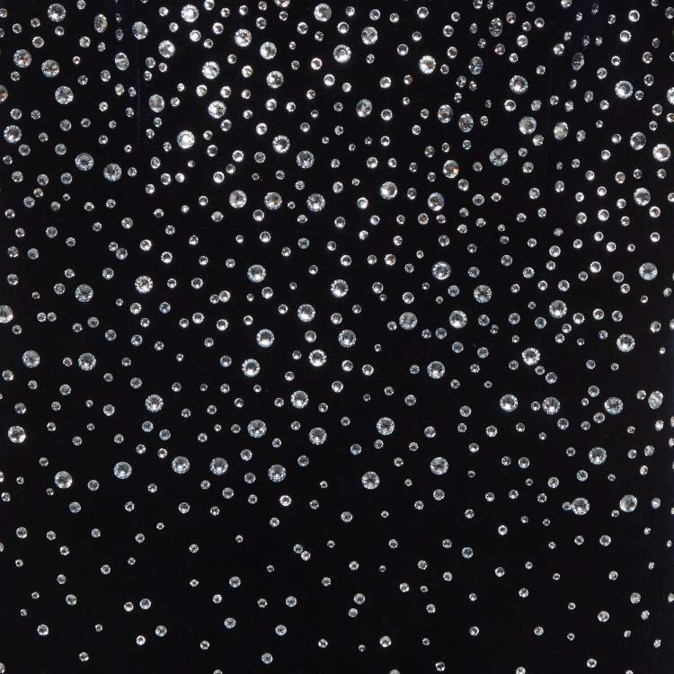 مملوكة مسبقًا Alex Perry Navy Blue Velvet Crystal-Embellished Gown S