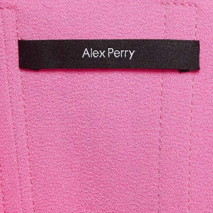 Pre Owned Alex Perry Pink Stretch Crepe Strapless Midi Dress L
