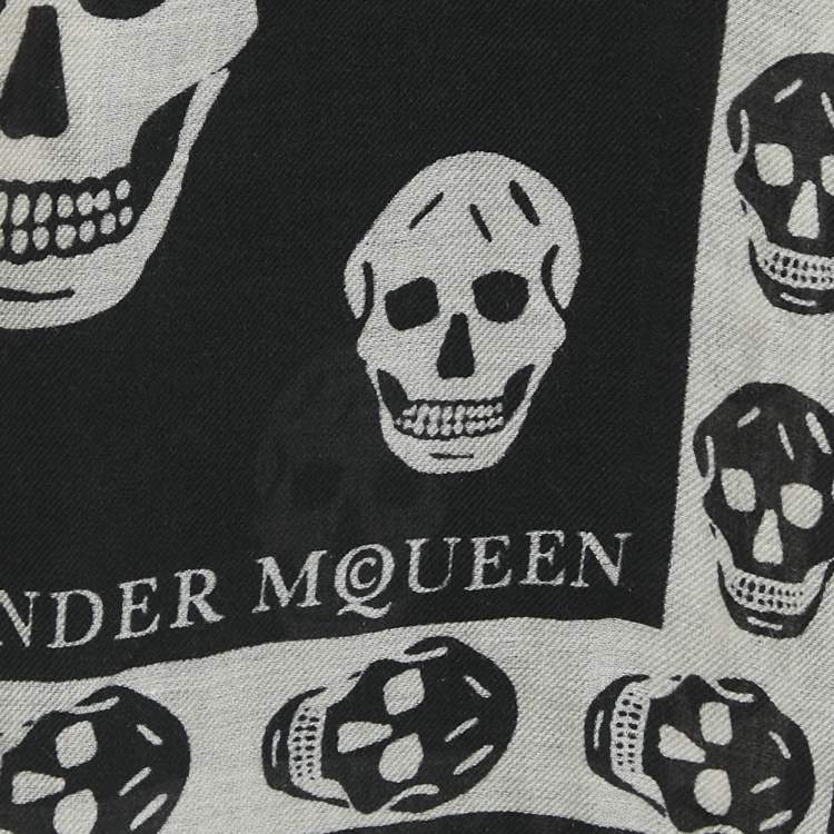 Pre Owned Alexander McQueen Black Modal Giant Butterfly and Skull Scarf