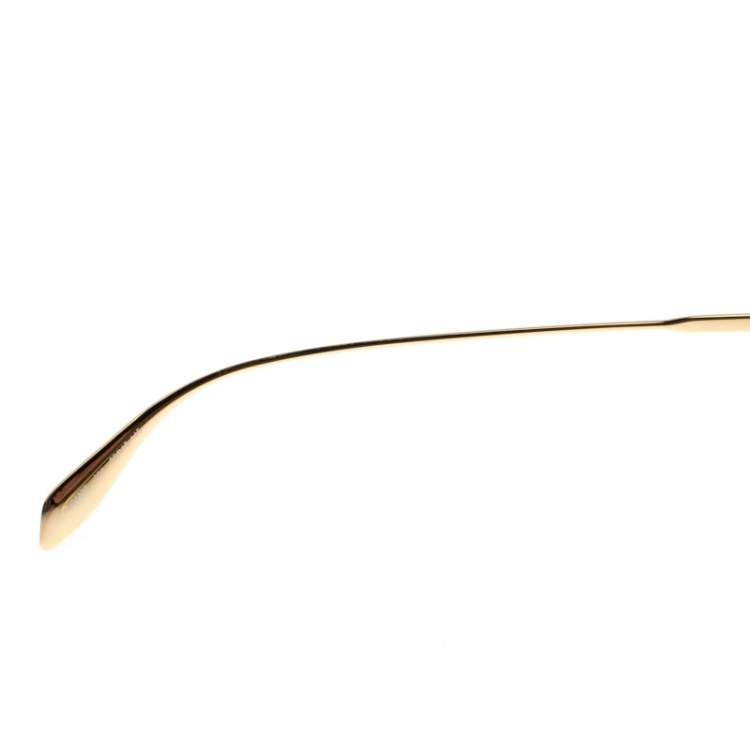 Pre Owned Alexander McQueen Gold/Brown Tortoise Smoke AM0143 Sunglasses 