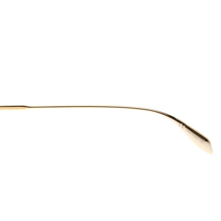 Pre Owned Alexander McQueen Gold/Brown Tortoise Smoke AM0143 Sunglasses 