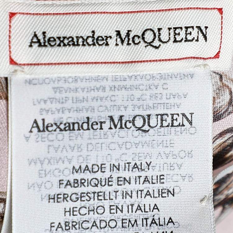 Pre Owned Alexander McQueen Pink Cameo and Curiosities Silk Scarf