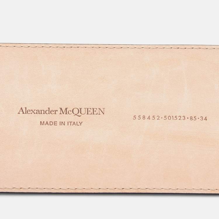Pre Owned Alexander McQueen Black Leather Waist Belt 85 CM