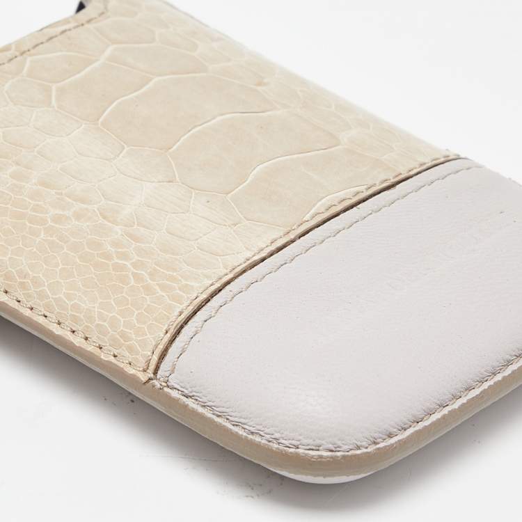Pre Owned Alexander Mcqueen Beige Croc Embossed and Leather Phone Case