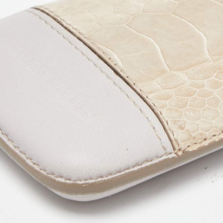 Pre Owned Alexander Mcqueen Beige Croc Embossed and Leather Phone Case