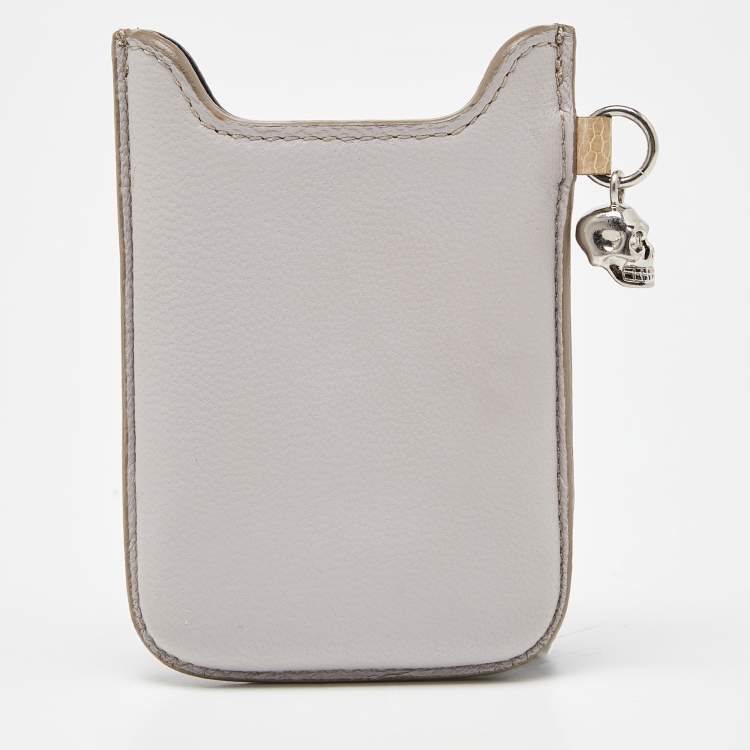 Pre Owned Alexander Mcqueen Beige Croc Embossed and Leather Phone Case