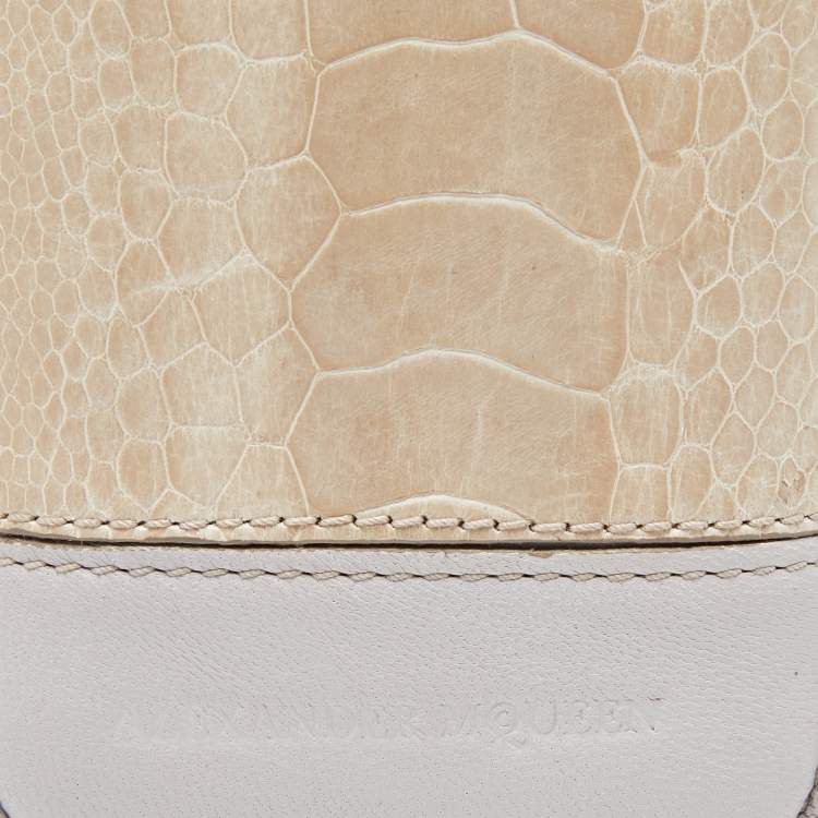 Pre Owned Alexander Mcqueen Beige Croc Embossed and Leather Phone Case