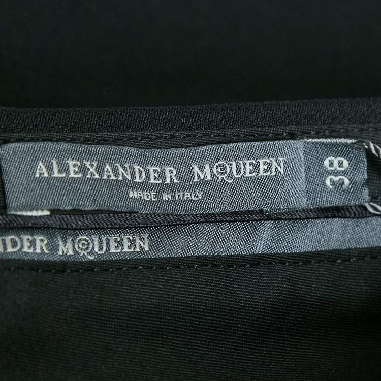 Pre Owned Alexander McQueen Black Wool Blend Lace Trimmed Trousers S