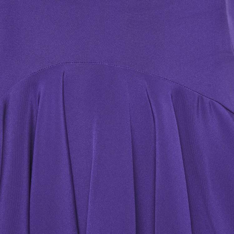 Pre Owned Alexander McQueen Purple Silk Peplum Style Sleeveless Top M