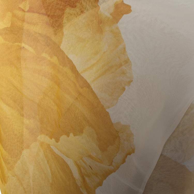 Pre Owned Alexander McQueen Yellow Poppy Printed Silk Oversized Draped Shrug (Free Size)