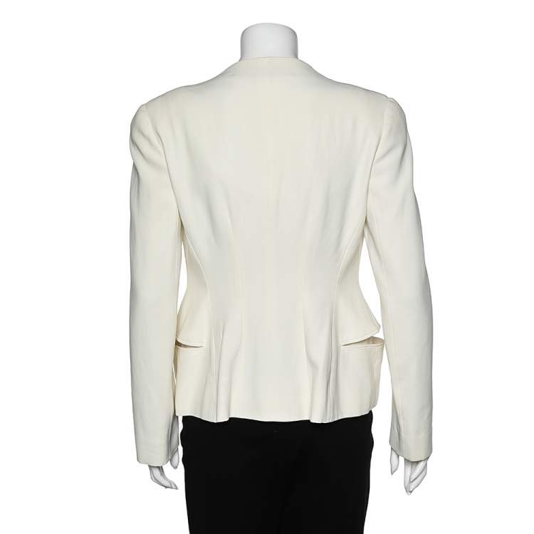 Pre Owned Alexander McQueen Cream Crepe Blazer M 