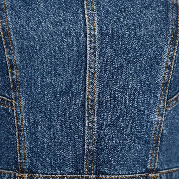 Pre Owned Alexander McQueen Blue Denim Flared Sleeveless Dress S