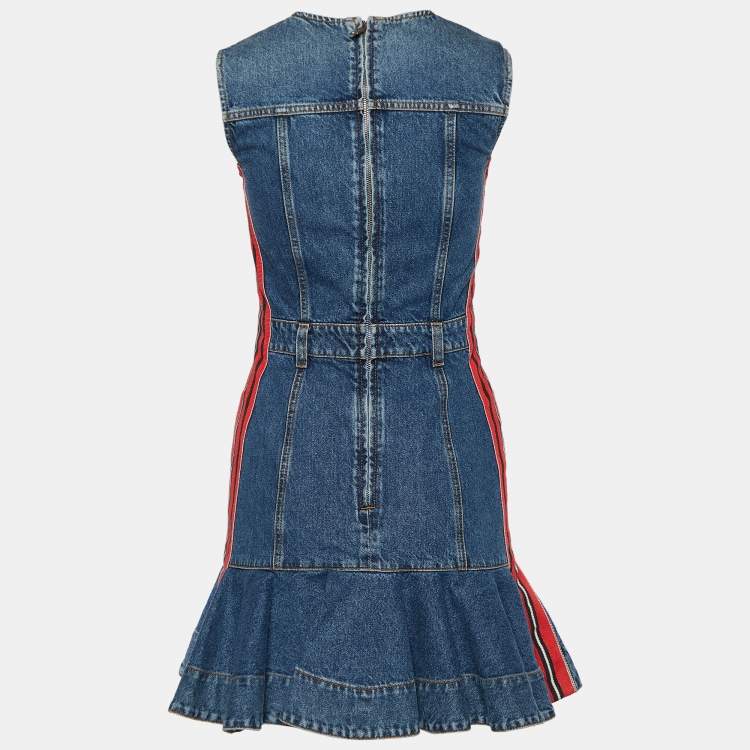 Pre Owned Alexander McQueen Blue Denim Flared Sleeveless Dress S