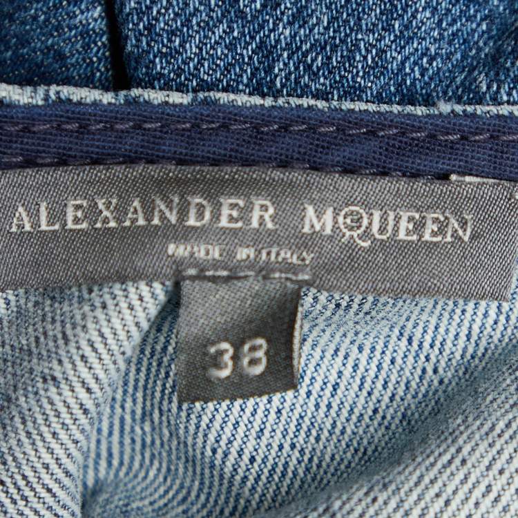 Pre Owned Alexander McQueen Blue Denim Flared Sleeveless Dress S