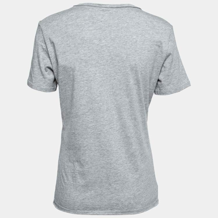 Pre Owned Alexander McQueen Grey Cotton Printed Short Sleeve T-Shirt M
