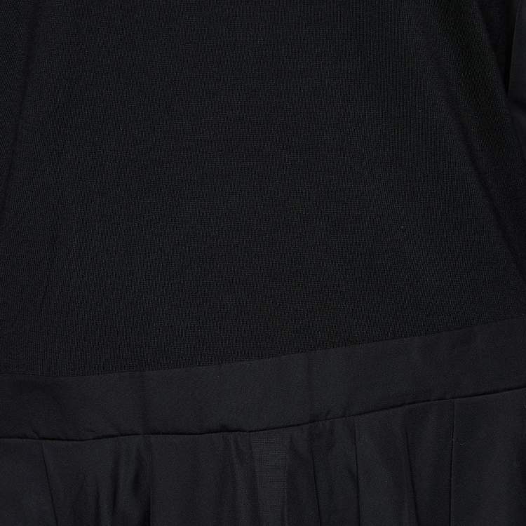 Pre Owned Alexander McQueen Black Cotton Knit Pleated Cut Out Balloon Sleeve Top M