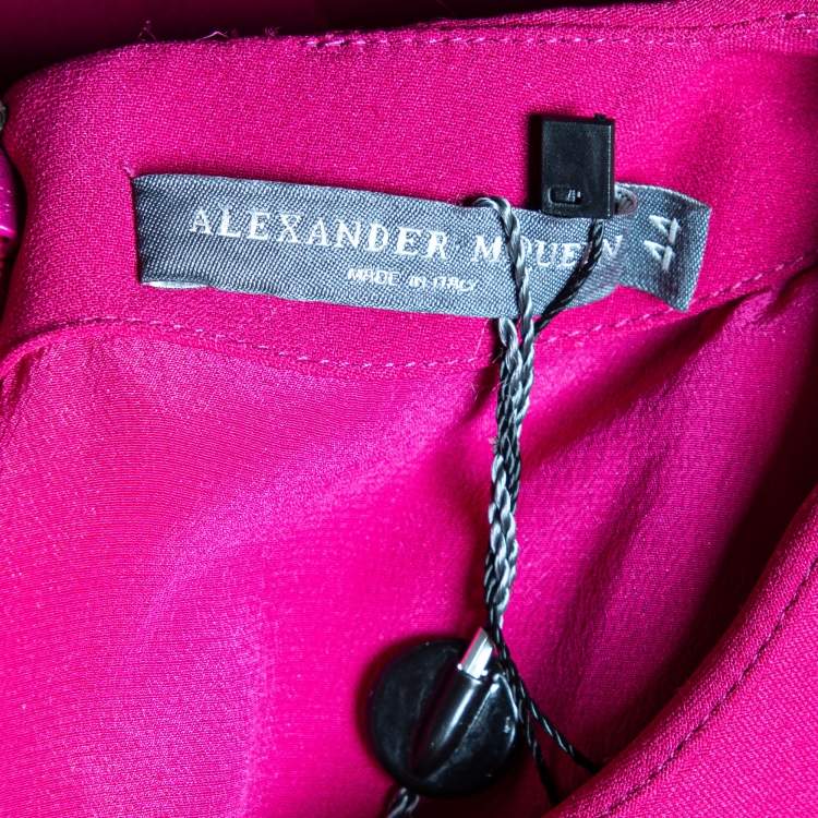 Pre Owned Alexander McQueen Pink Crepe Ruffled Tiered Mini Dress M