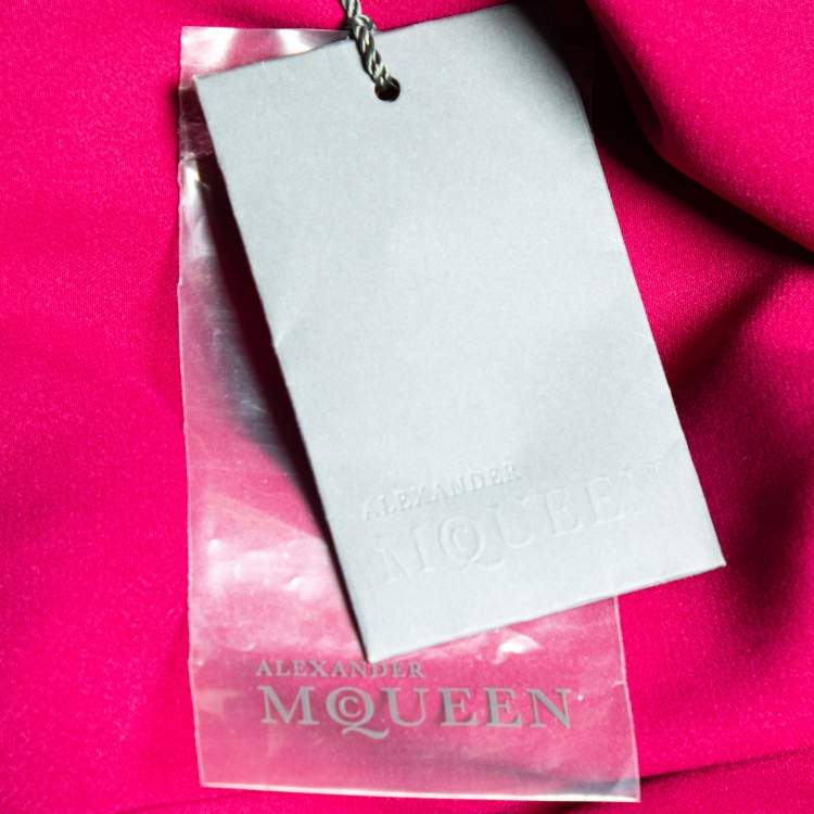 Pre Owned Alexander McQueen Pink Crepe Ruffled Tiered Mini Dress M