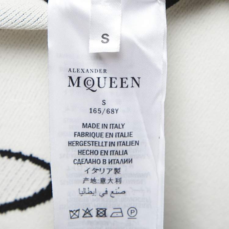 Pre Owned Alexander McQueen Black/White Floral Jacquard Knit Flared Midi Skirt S