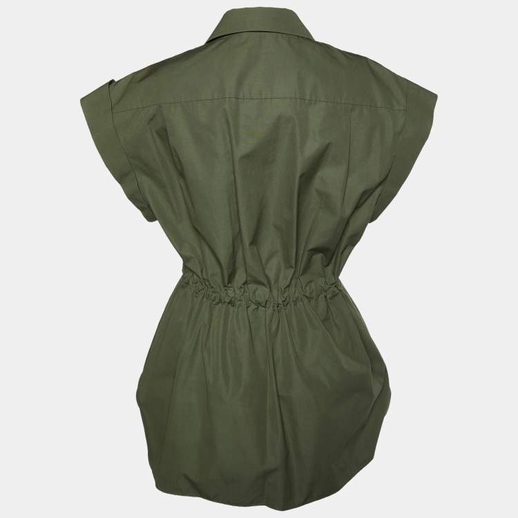 Pre Owned Alexander McQueen Military Green Cotton Belted Shirt M