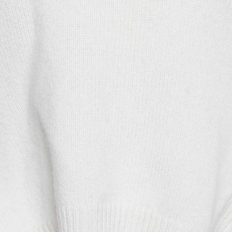 Pre Owned Alexander McQueen Ivory Cashmere Knit Peplum Scoop Jumper XS