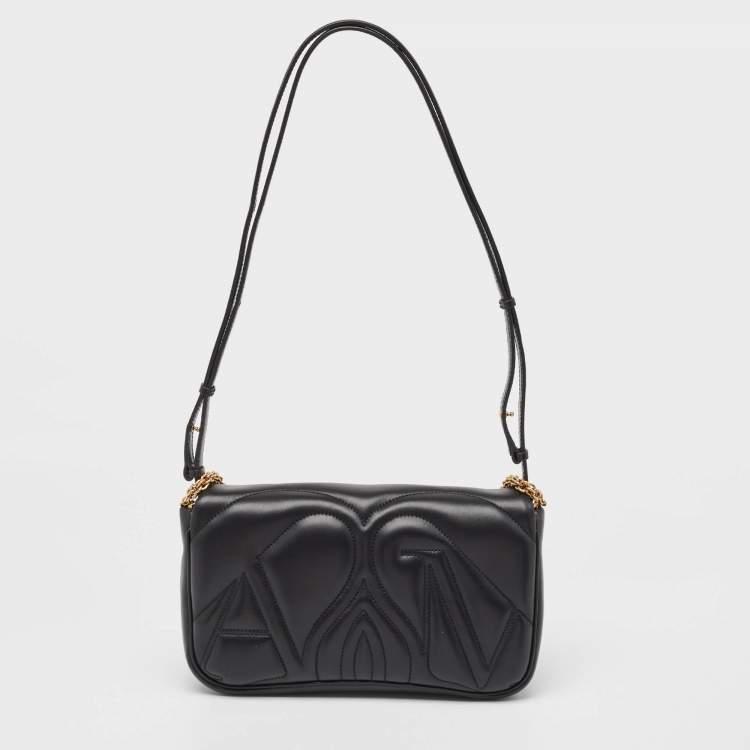 Pre Owned Alexander McQueen Black Leather Small The Seal Shoulder Bag