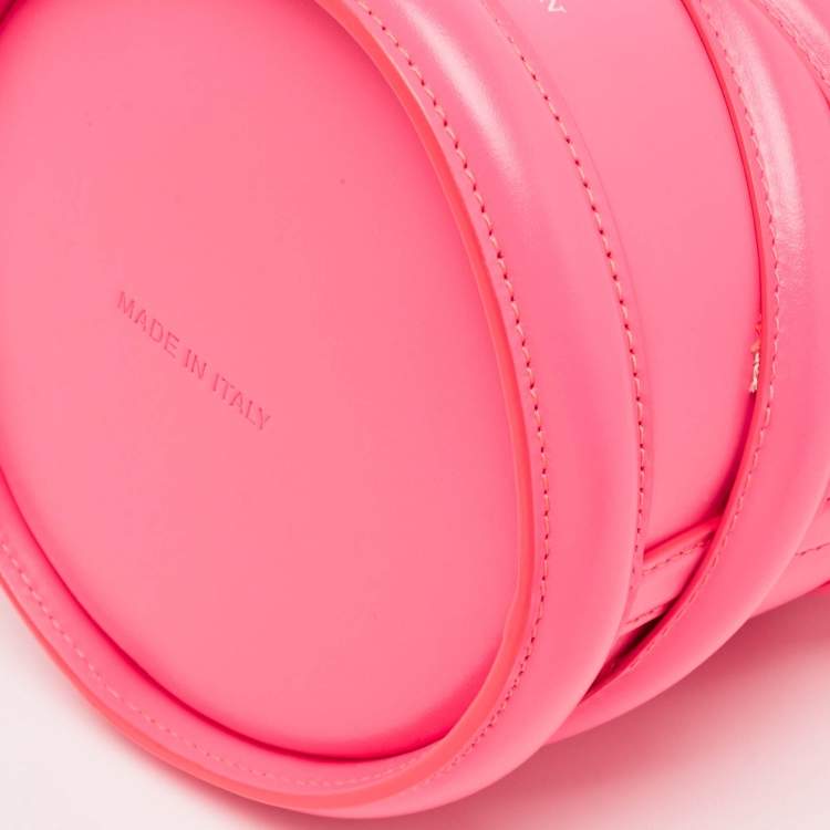 Pre Owned Alexander McQueen Neon Pink Leather The Soft Curve Bucket Bag