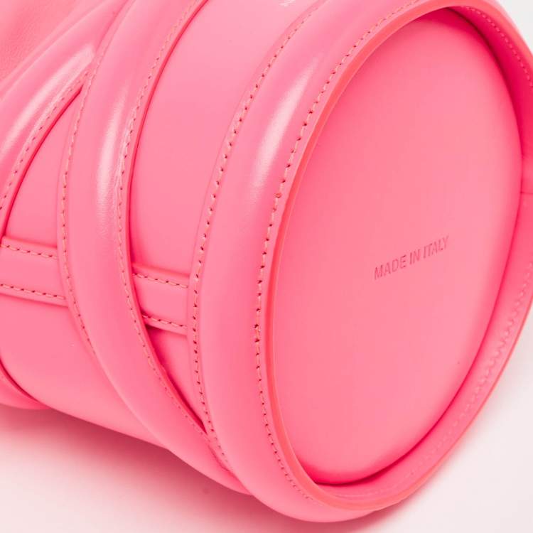 Pre Owned Alexander McQueen Neon Pink Leather The Soft Curve Bucket Bag