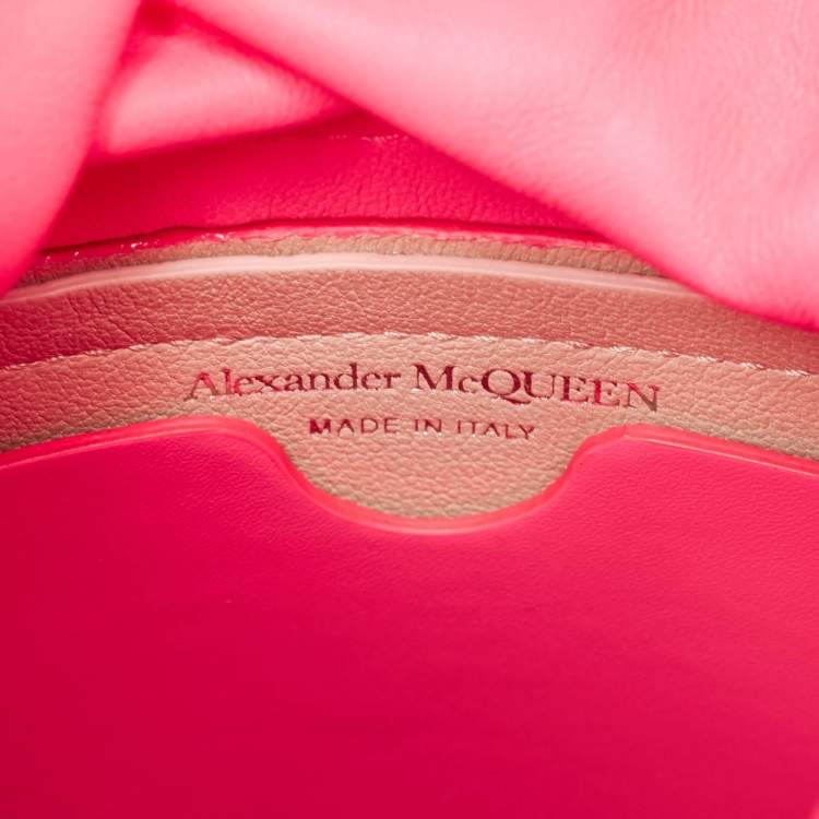 Pre Owned Alexander McQueen Neon Pink Leather The Soft Curve Bucket Bag