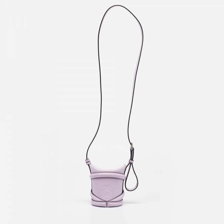 Pre Owned Alexander McQueen Lilac Leather Mini The Curve Bucket Bag