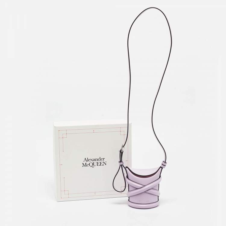 Pre Owned Alexander McQueen Lilac Leather Mini The Curve Bucket Bag