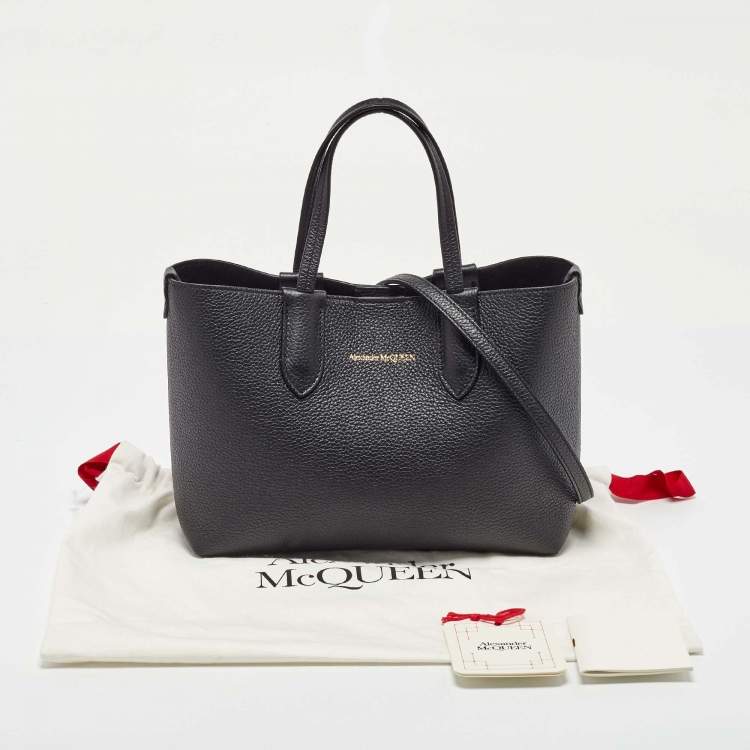 Pre Owned Alexander McQueen Black Leather Mini Shopper Tote