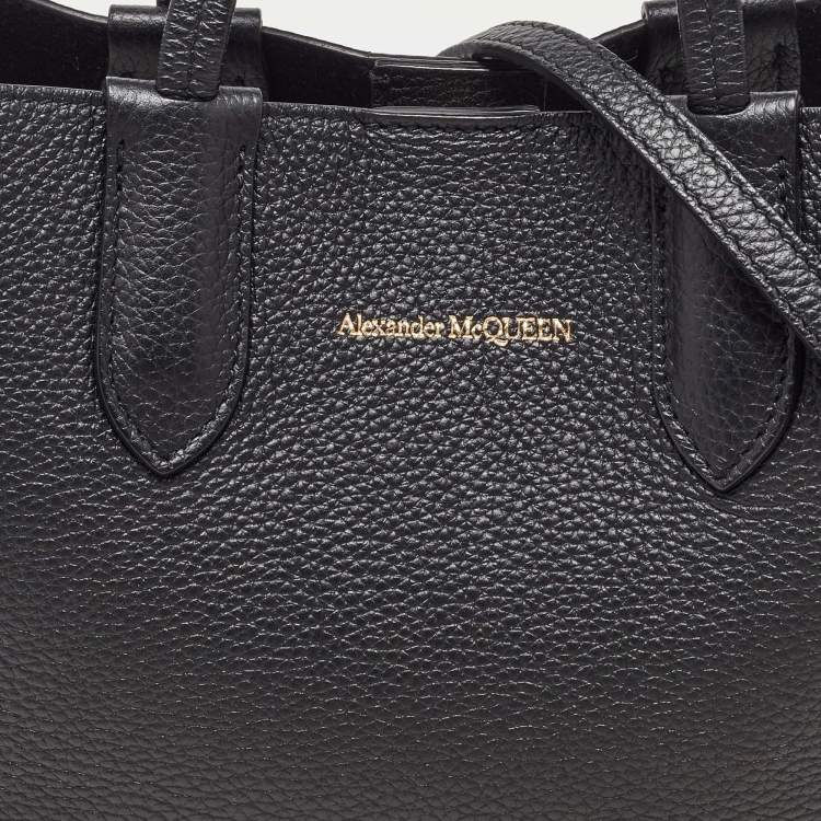Pre Owned Alexander McQueen Black Leather Mini Shopper Tote