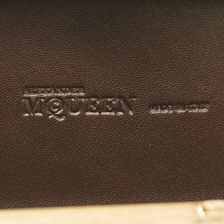 Pre Owned Alexander McQueen Metallic Gold Python Skull Box Clutch