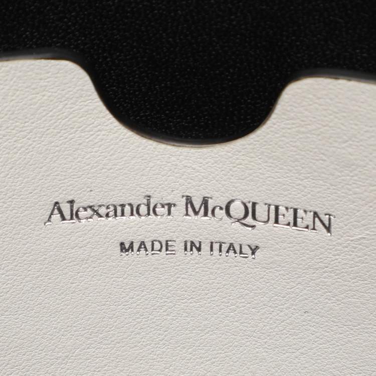 Pre Owned Alexander McQueen White Leather Large Logo Wristlet Pouch