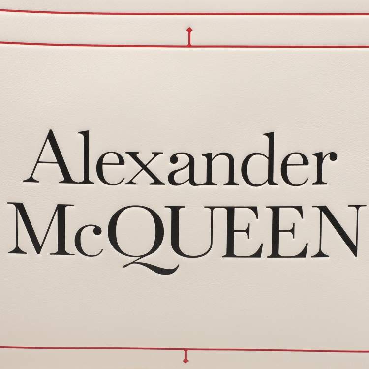 Pre Owned Alexander McQueen White Leather Large Logo Wristlet Pouch