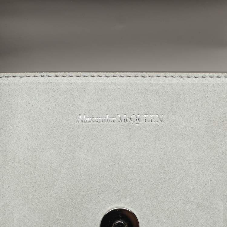 Pre Owned Alexander McQueen Grey Embellished Suede Mini Jewelled Shoulder Bag