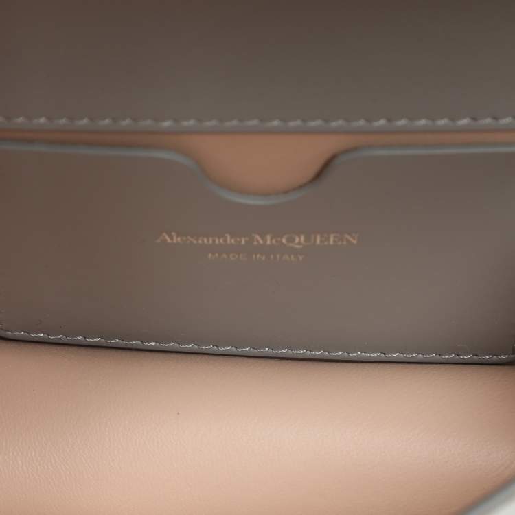 Pre Owned Alexander McQueen Grey Embellished Suede Mini Jewelled Shoulder Bag