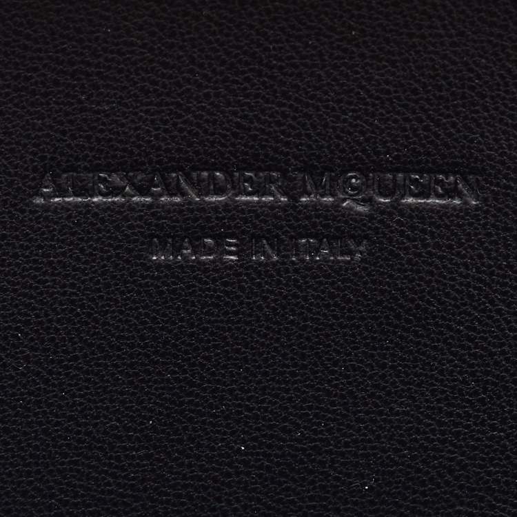 Pre Owned Alexander McQueen Black Satin Floral Knuckle Clutch