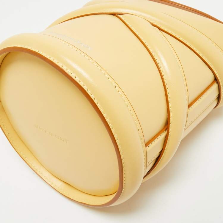 Pre Owned Alexander McQueen Yellow Leather Small The Curve Bucket Bag