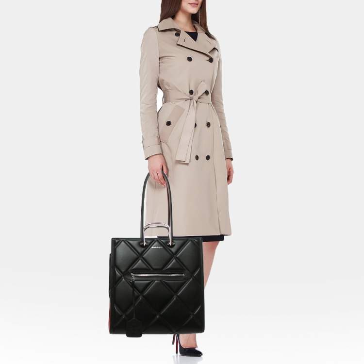 Pre Owned Alexander McQueen Black Quilted Leather The Tall Story Tote