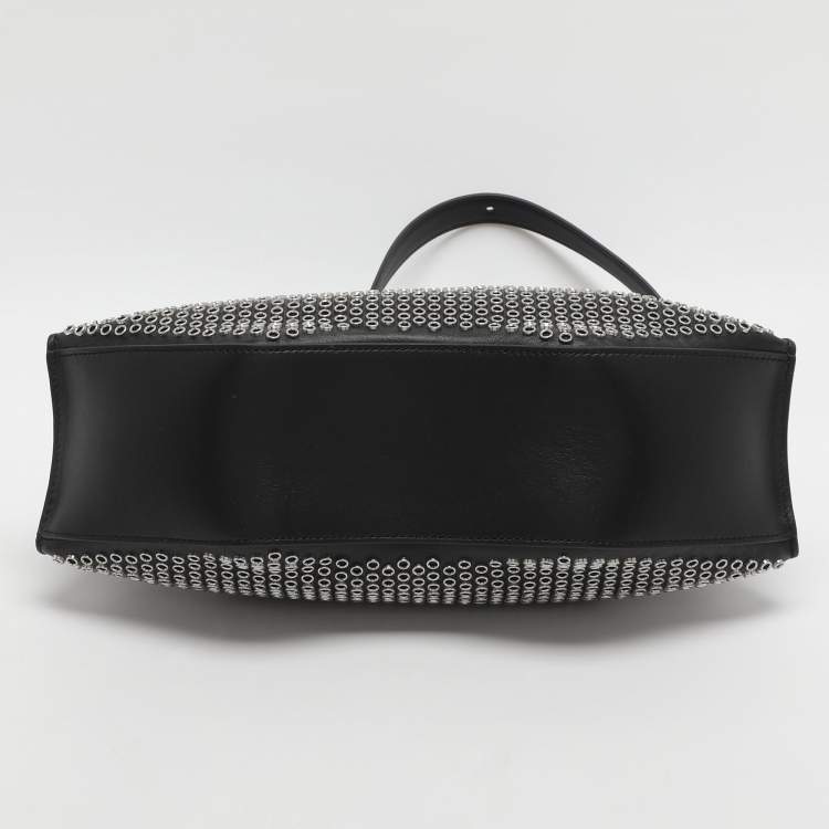 Pre Owned Alexander McQueen De Manta Eyelets Black Leather Clutch