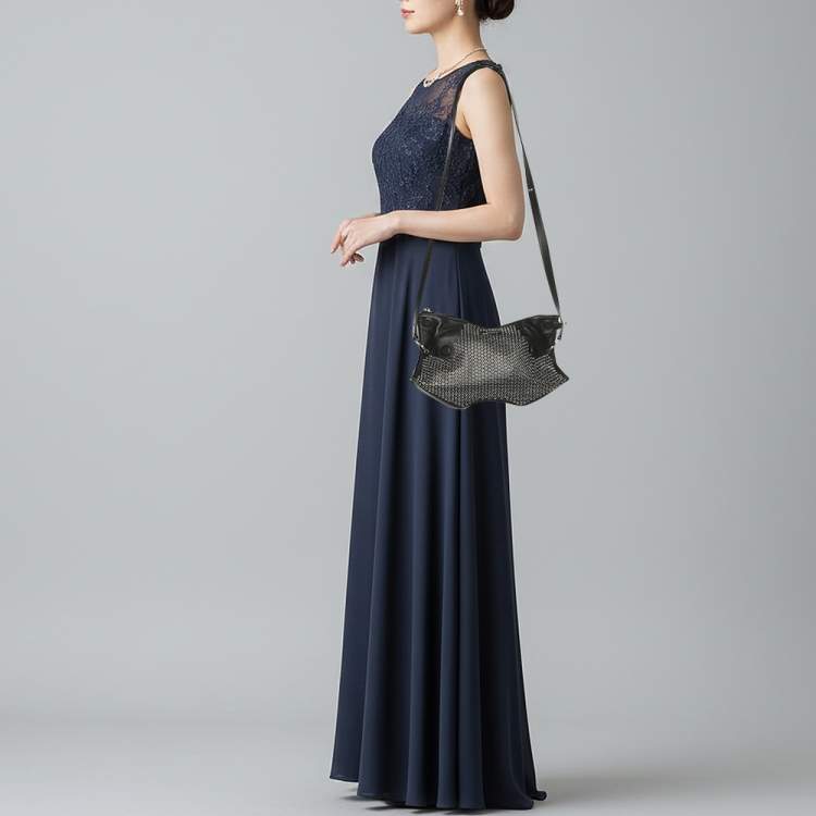 Pre Owned Alexander McQueen De Manta Eyelets Black Leather Clutch