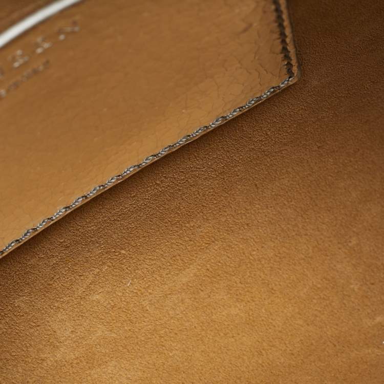 Pre Owned Alexander McQueen T-Bar Silver Crackled Leather Sling Pouch