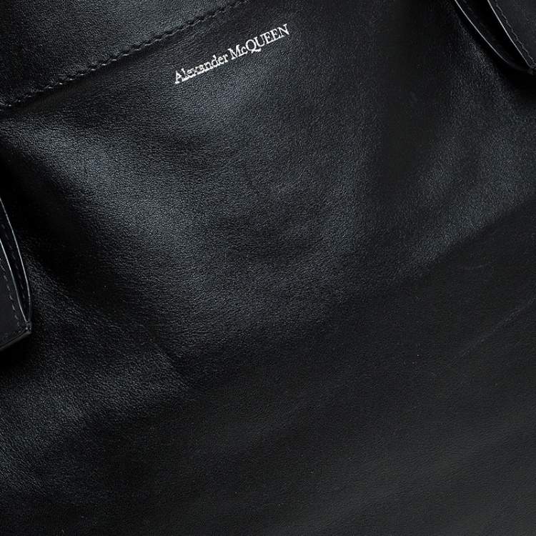 Pre Owned Alexander McQueen Black Leather De Manta Tote