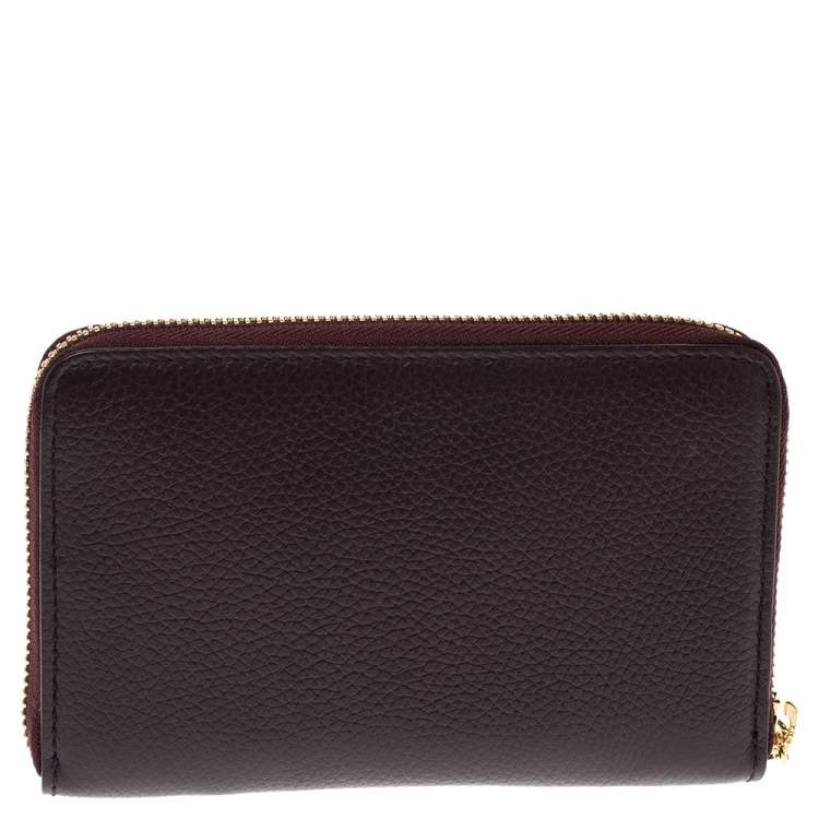 مملوكة مسبقًا Alexander McQueen Burgundy Leather Zip Around Compact Wallet