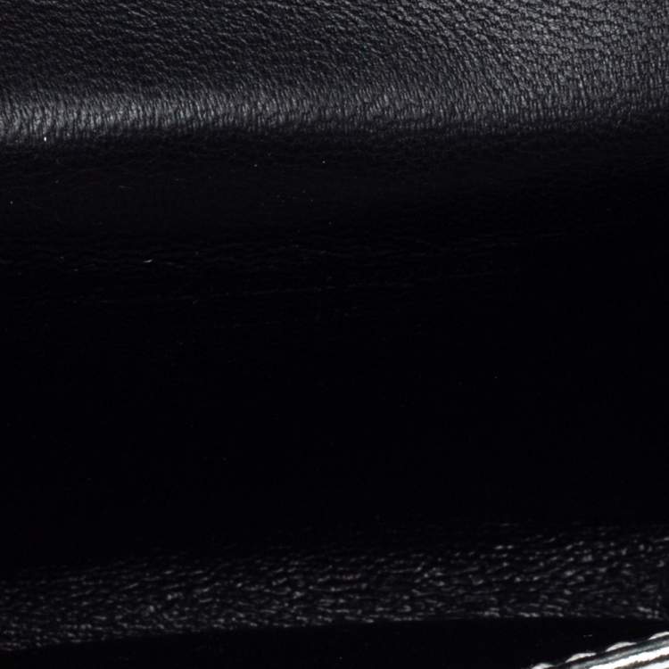 Pre Owned Alexander McQueen Silver Croc Embosed Leather Card Holder