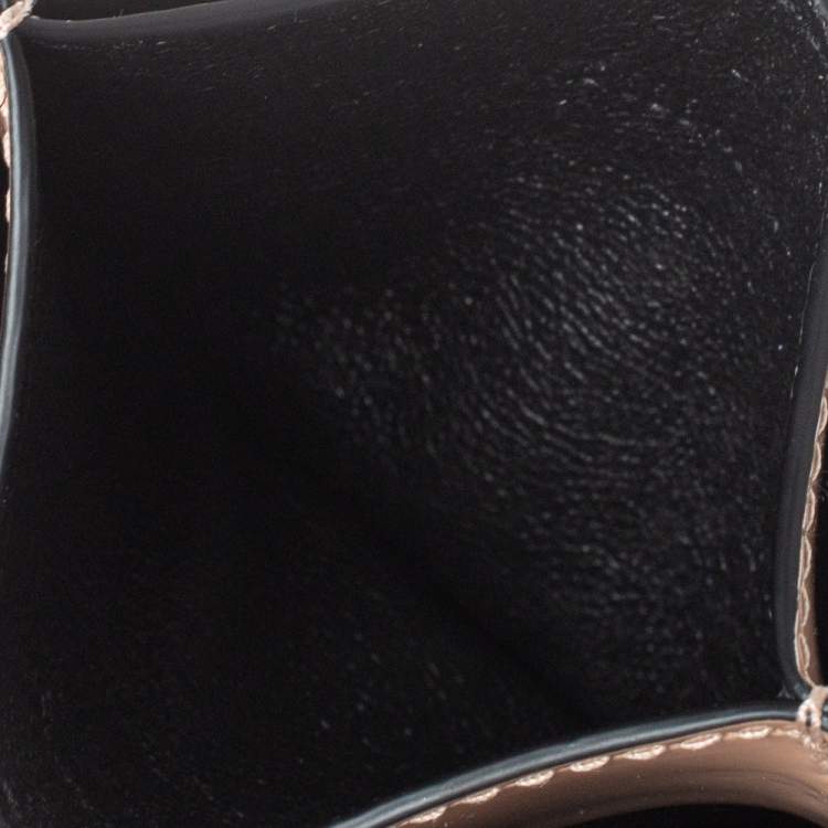 Pre Owned  Alexander Mcqueen Peach Patent Leather Skull Card Holder
